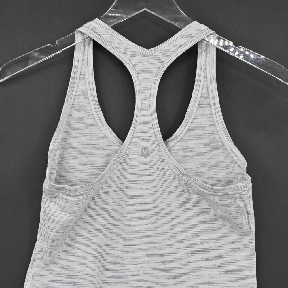 Lululemon Womens Cool Racerback Tank Top Size 4 White Space Nimbus Battle Logo - Picture 8 of 10